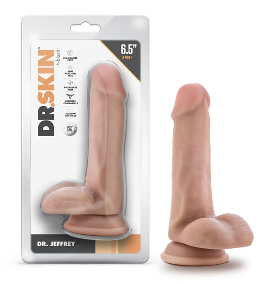 Dr. Skin - Dr. Jeffrey - 6.5 Inch Dildo With Balls - Beige | 819835029298 | Available at EroticWarehouse.com