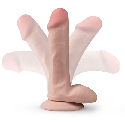 Dr. Skin Plus - 6 Inch Posable Dildo With Balls - Vanilla | 819835025351 | Available at EroticWarehouse.com