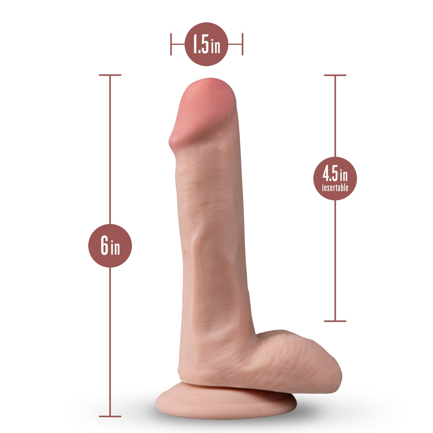 Dr. Skin Plus - 6 Inch Posable Dildo With Balls - Vanilla | 819835025351 | Available at EroticWarehouse.com