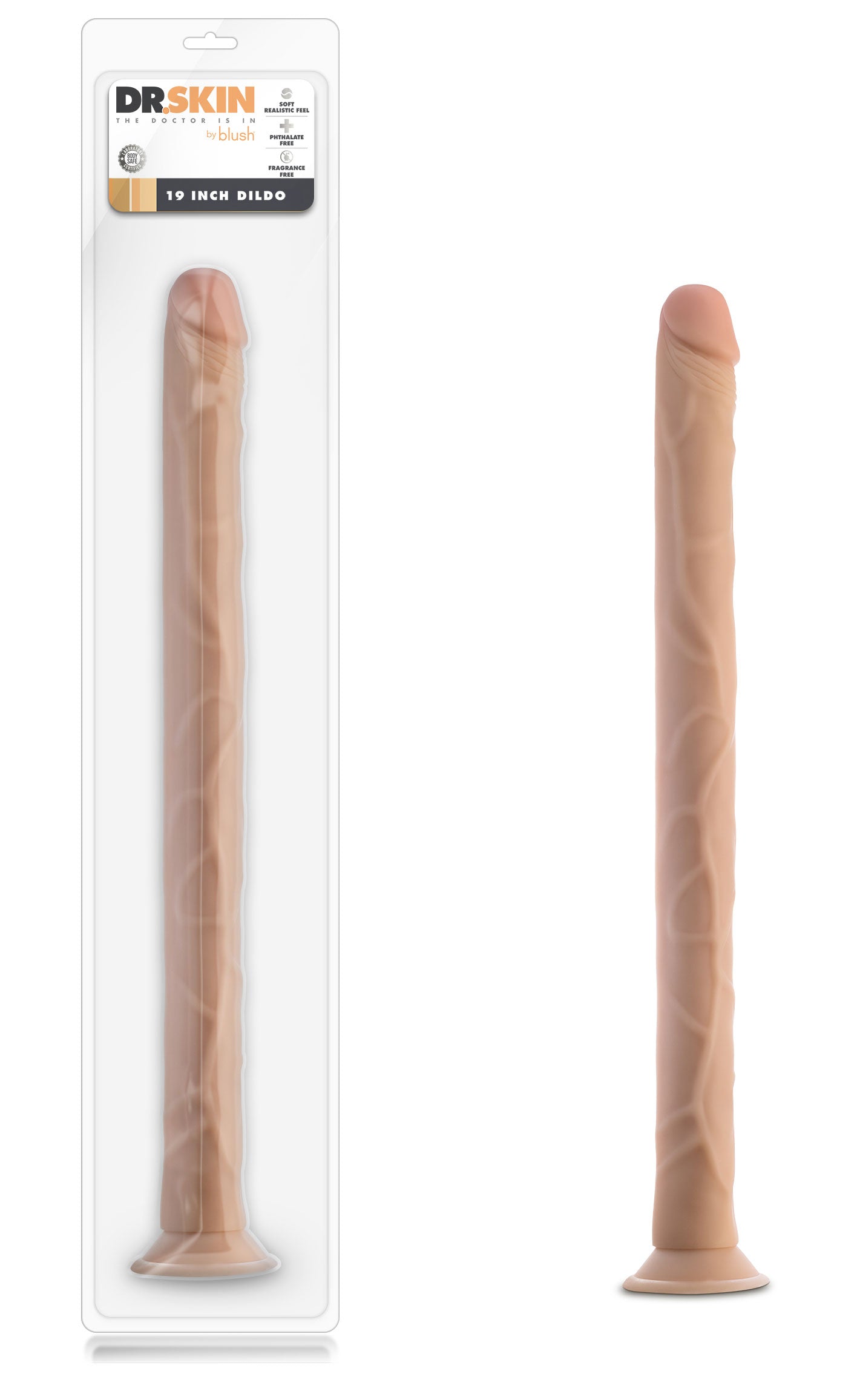 Dr. Skin - 19 Inch Dildo - Beige | 819835029113 | Available at EroticWarehouse.com