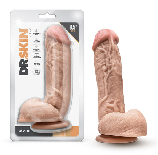 Dr. Skin - Mr. D - 8.5 Inch Dildo With Balls - Beige | 819835029373 | Available at EroticWarehouse.com