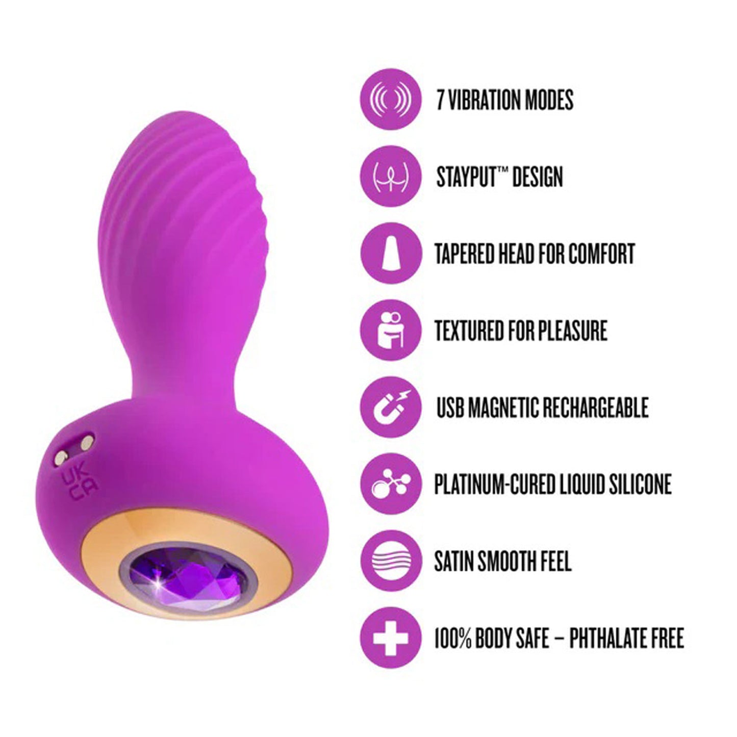 Oh My Gem - Charm Plug - Amethyst - Purple | 810138370544 | Available at EroticWarehouse.com