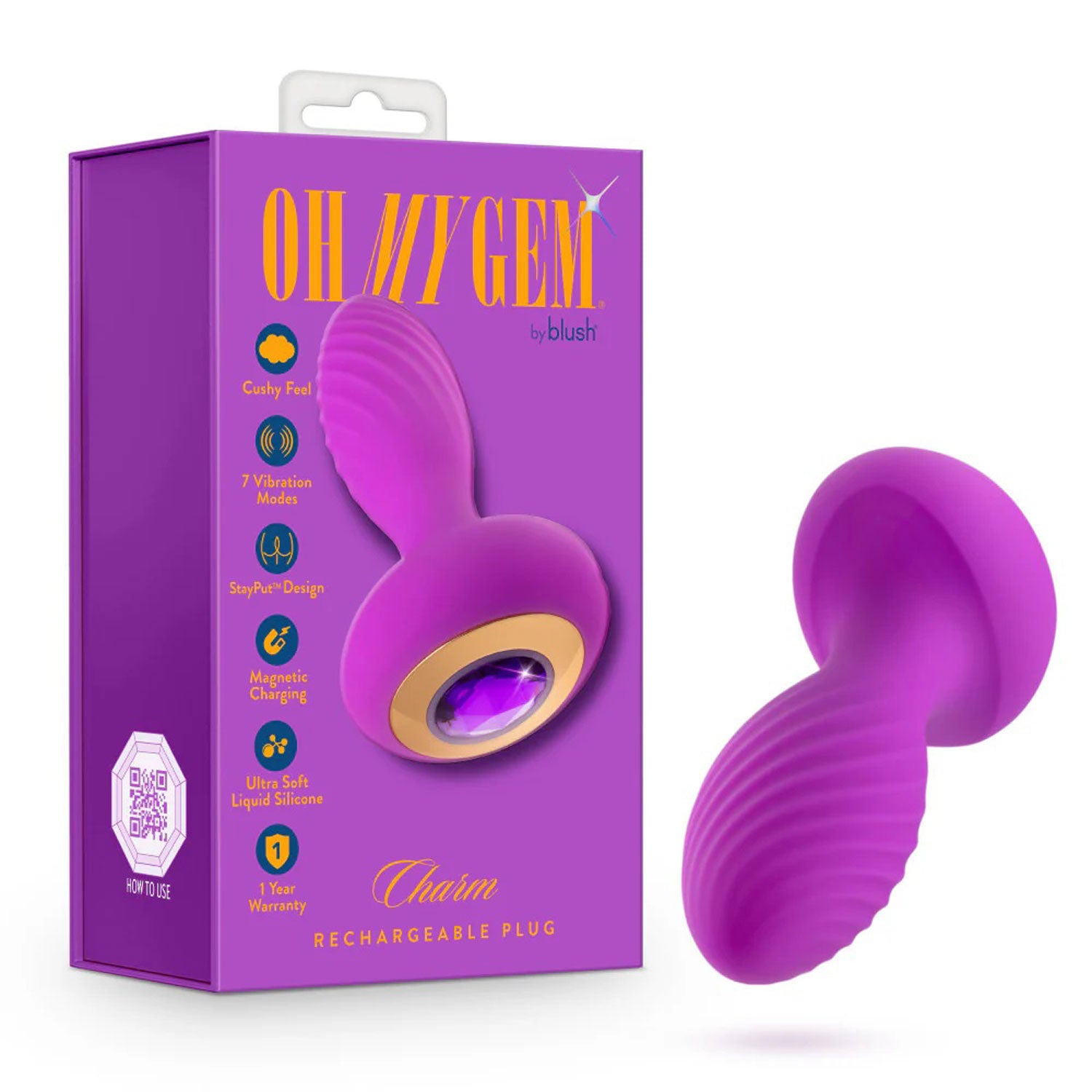 Oh My Gem - Charm Plug - Amethyst - Purple | 810138370544 | Available at EroticWarehouse.com