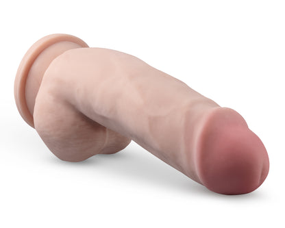 Dr. Skin Plus - 7 Inch Girthy Posable Dildo With Balls - Vanilla | 819835027720 | Available at EroticWarehouse.com