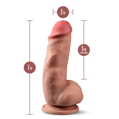 Dr. Skin Plus - 7 Inch Girthy Posable Dildo With Balls - Mocha | 819835027737 | Available at EroticWarehouse.com