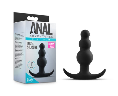 Anal Adventures Platinum - Beaded Plug - Black | 819835025825 | Available at EroticWarehouse.com