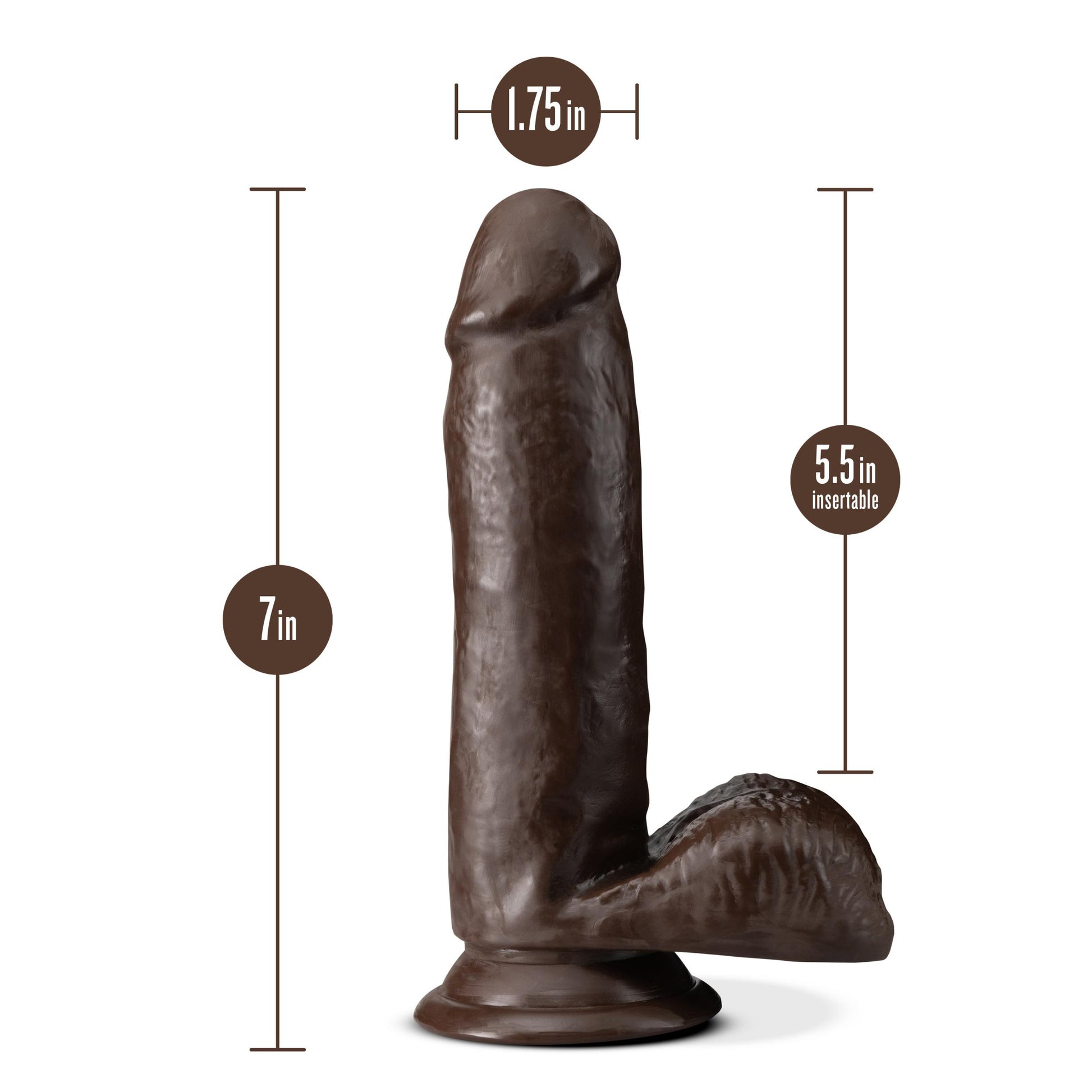 Dr. Skin Plus - 7 Inch Posable Dildo With Balls - Chocolate | 819835027713 | Available at EroticWarehouse.com