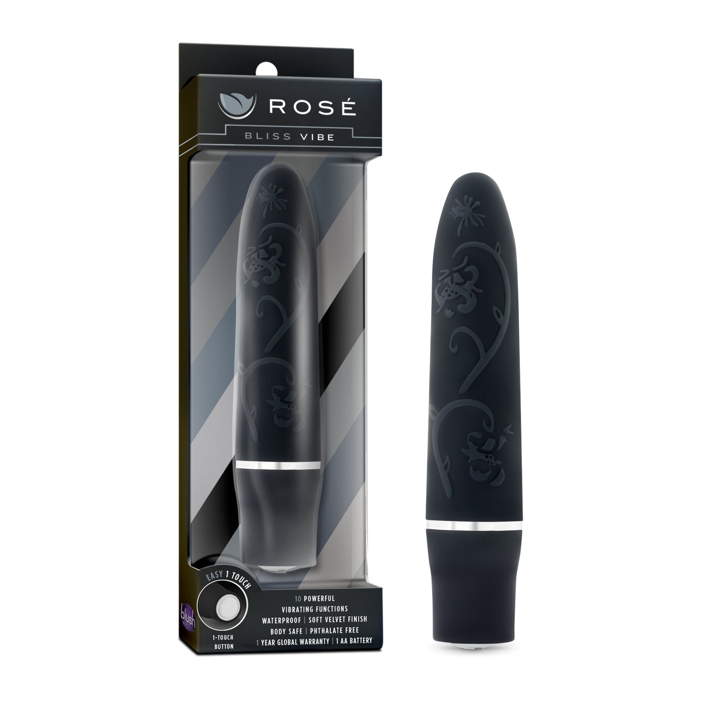Rose - Bliss Vibe - Black | 702730697139 | Available at EroticWarehouse.com