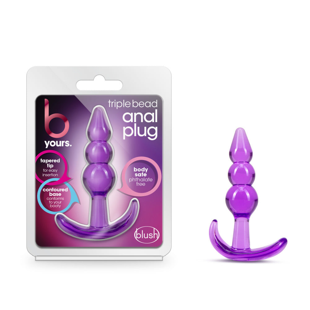 B Yours - Triple Bead Anal Plug - Purple | 819835026075 | Available at EroticWarehouse.com