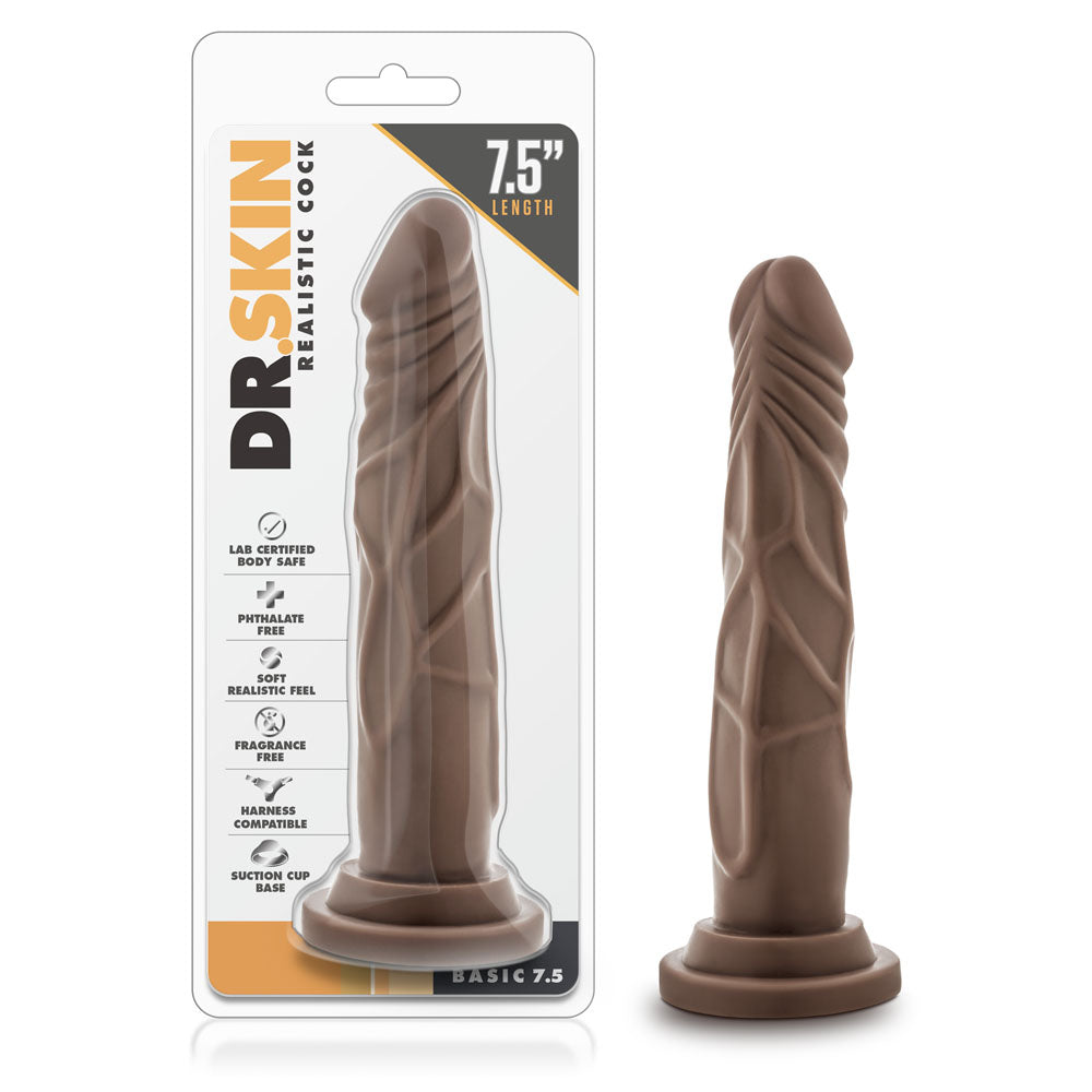 Dr. Skin - Realistic Cock - Basic 7.5 - Chocolate | 819835022190 | Available at EroticWarehouse.com