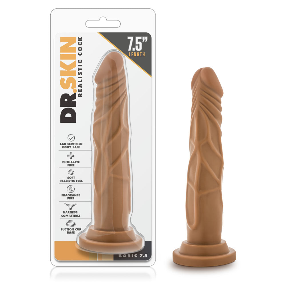 Dr. Skin - Realistic Cock - Basic 7.5 - Mocha | 819835022206 | Available at EroticWarehouse.com