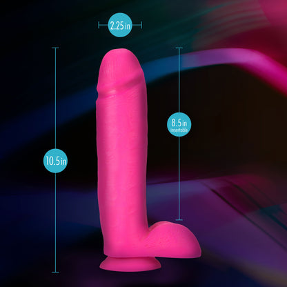 Neo Elite - 10 Inch Silicone Dual Density Cock With Balls - Neon Pink | 819835024545 | Available at EroticWarehouse.com