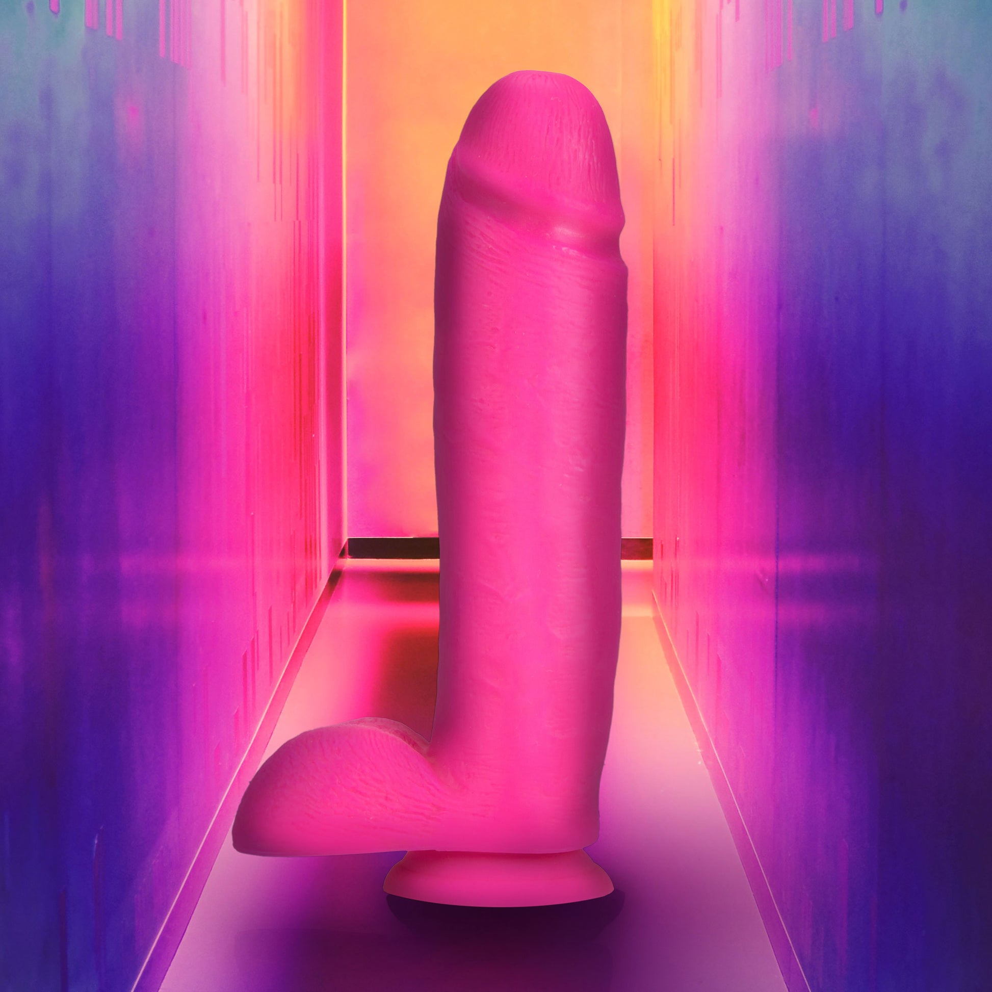 Neo Elite - 10 Inch Silicone Dual Density Cock With Balls - Neon Pink | 819835024545 | Available at EroticWarehouse.com