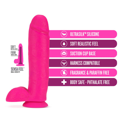 Neo Elite - 10 Inch Silicone Dual Density Cock With Balls - Neon Pink | 819835024545 | Available at EroticWarehouse.com