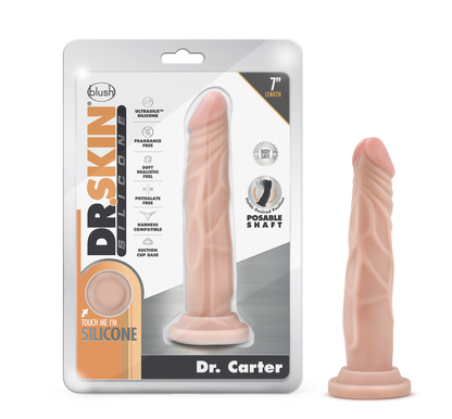 Dr. Skin Silicone - Dr. Carter - 7 Inch Dong With Suction Cup - Vanilla | 819835023821 | Available at EroticWarehouse.com