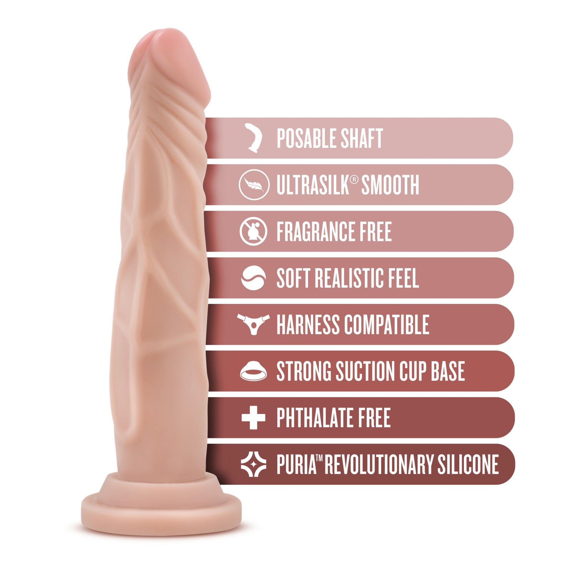 Dr. Skin Silicone - Dr. Carter - 7 Inch Dong With Suction Cup - Vanilla | 819835023821 | Available at EroticWarehouse.com