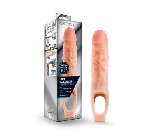Performance - 9 Inch Cock Sheath Penis Extender - Vanilla | 853858007925 | Available at EroticWarehouse.com