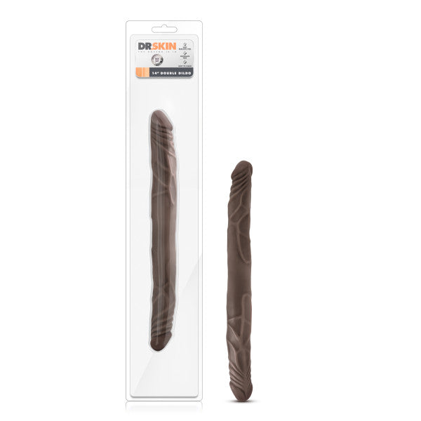 Dr. Skin - 14 Inch Double Dildo - Chocolate | 819835024064 | Available at EroticWarehouse.com