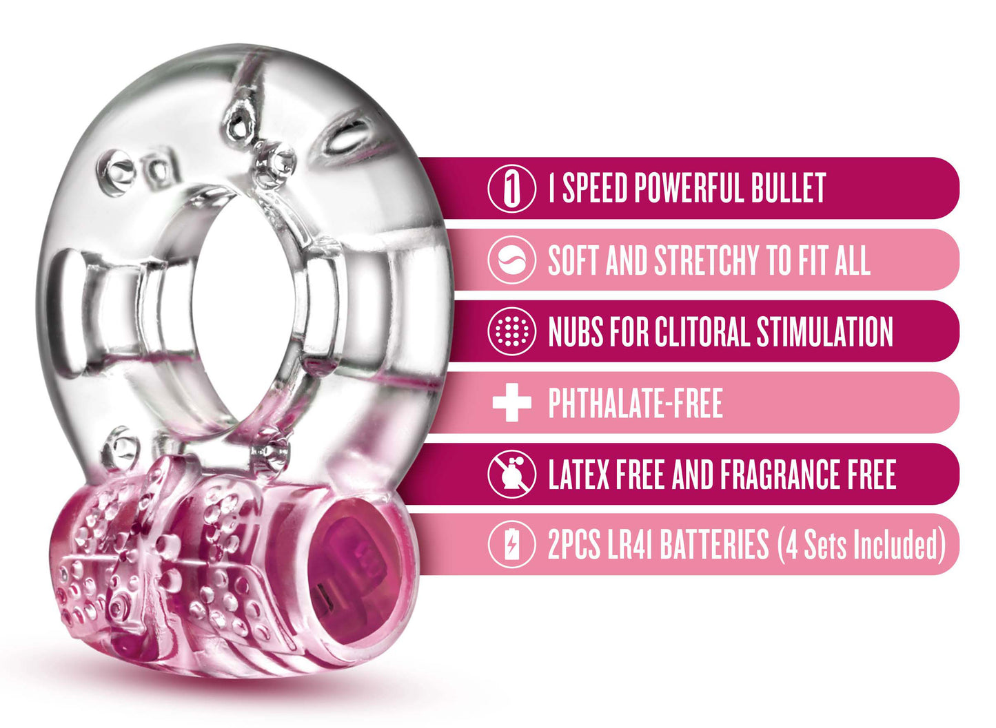 Play With Me - Arouser Vibrating C-Ring - Pink | 850002870473 | Available at EroticWarehouse.com