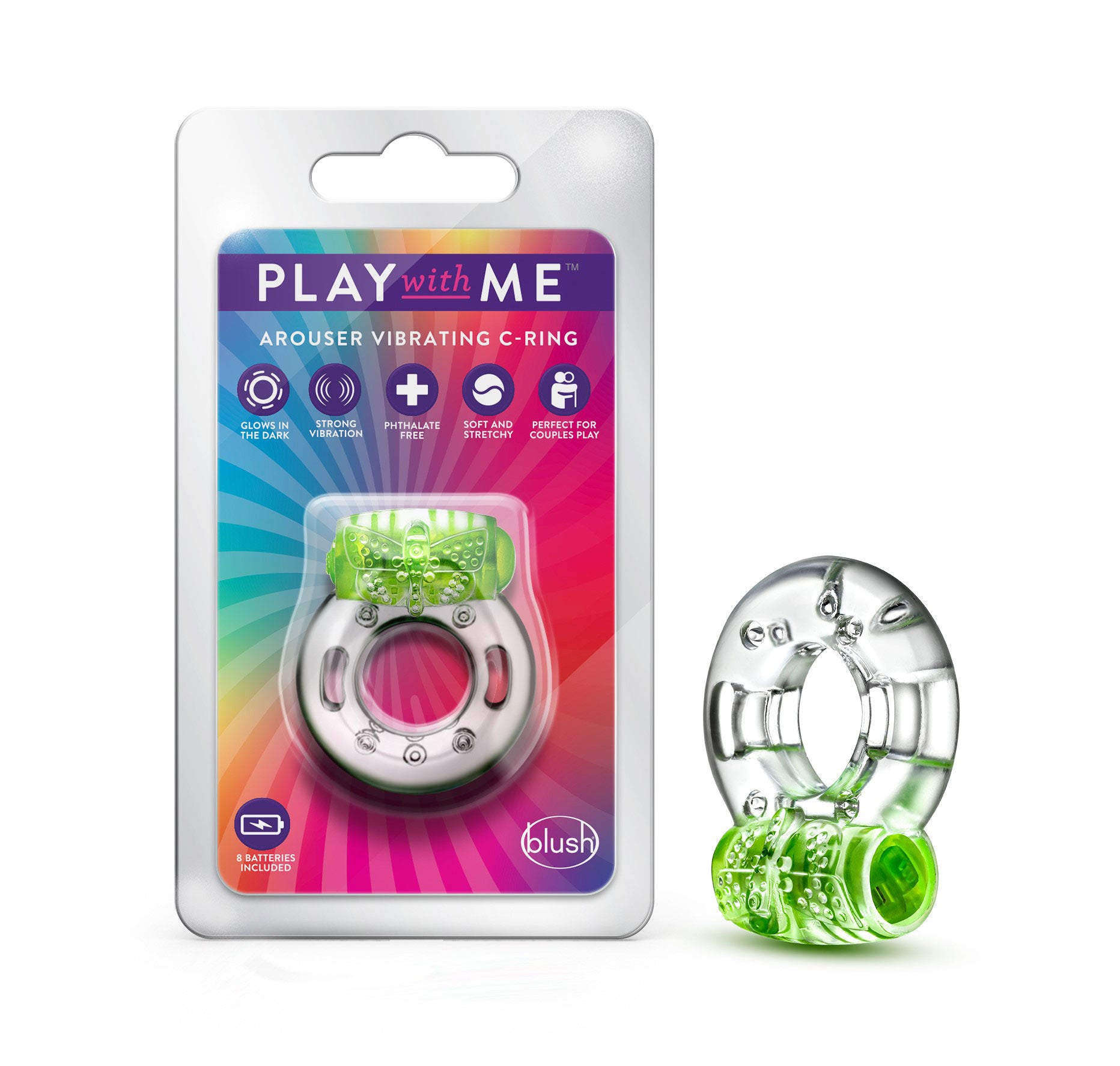 Play With Me - Arouser Vibrating C-Ring - Green | 850002870480 | Available at EroticWarehouse.com