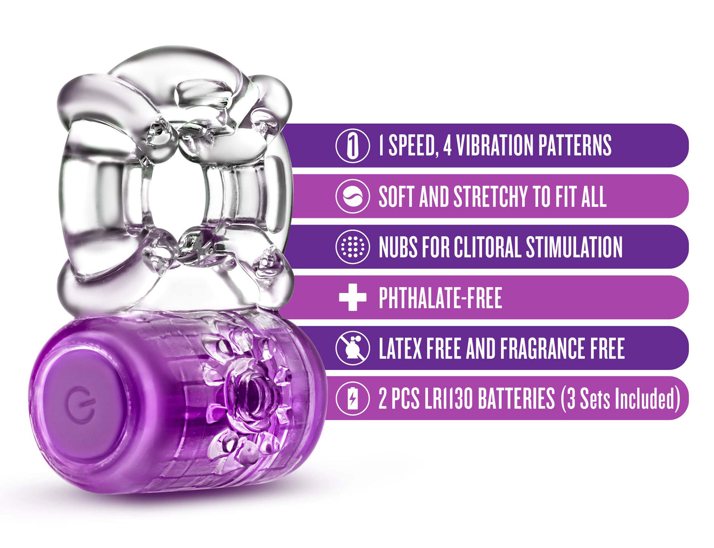 Play With Me - One Night Stand Vibrating C-Ring - Purple | 850002870466 | Available at EroticWarehouse.com