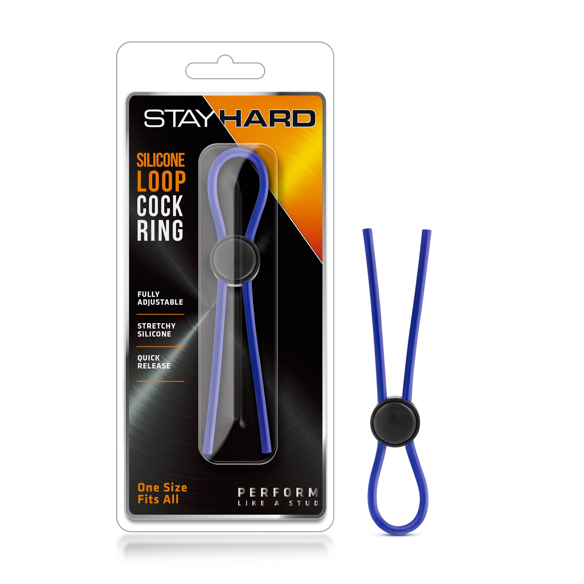 Stay Hard - Silicone Loop Cock Ring - Blue | 853858007482 | Available at EroticWarehouse.com