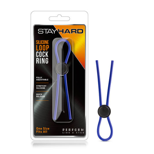 Stay Hard - Silicone Loop Cock Ring - Blue | 853858007482 | Available at EroticWarehouse.com