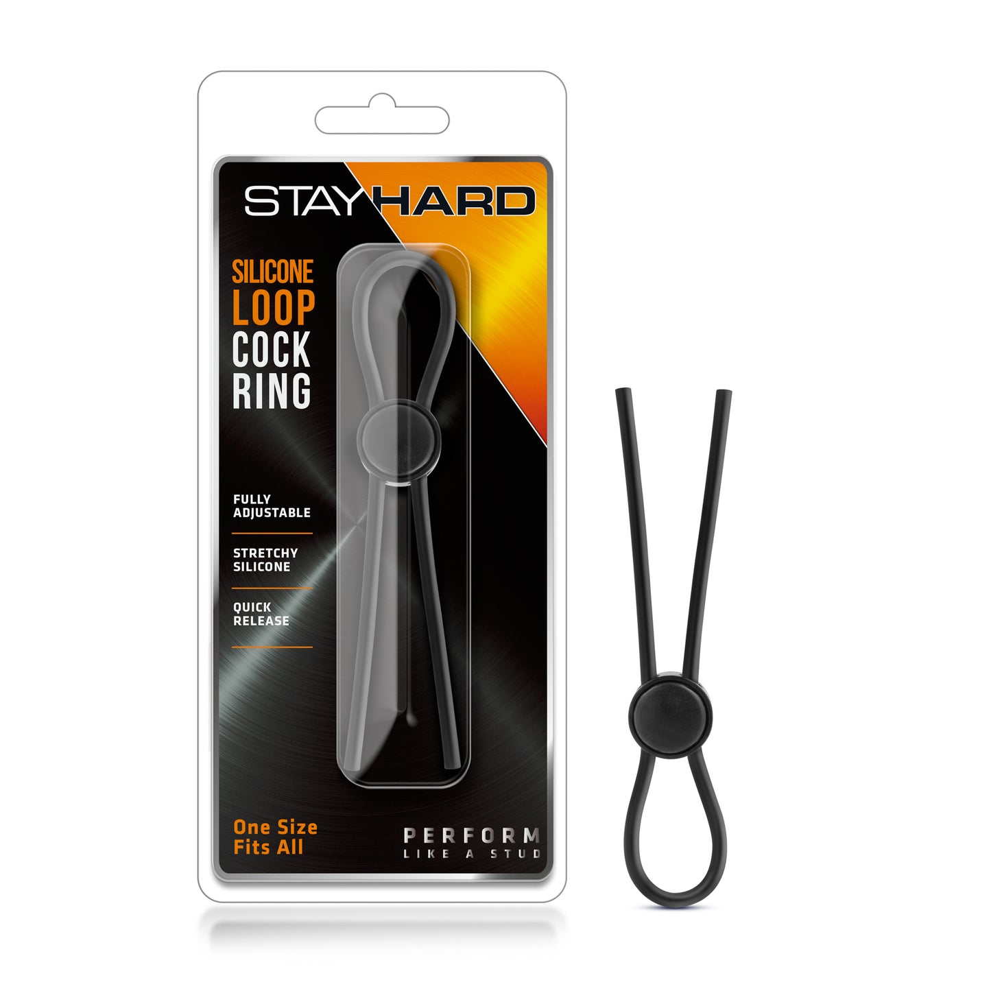 Stay Hard - Silicone Loop Cock Ring - Black | 853858007994 | Available at EroticWarehouse.com