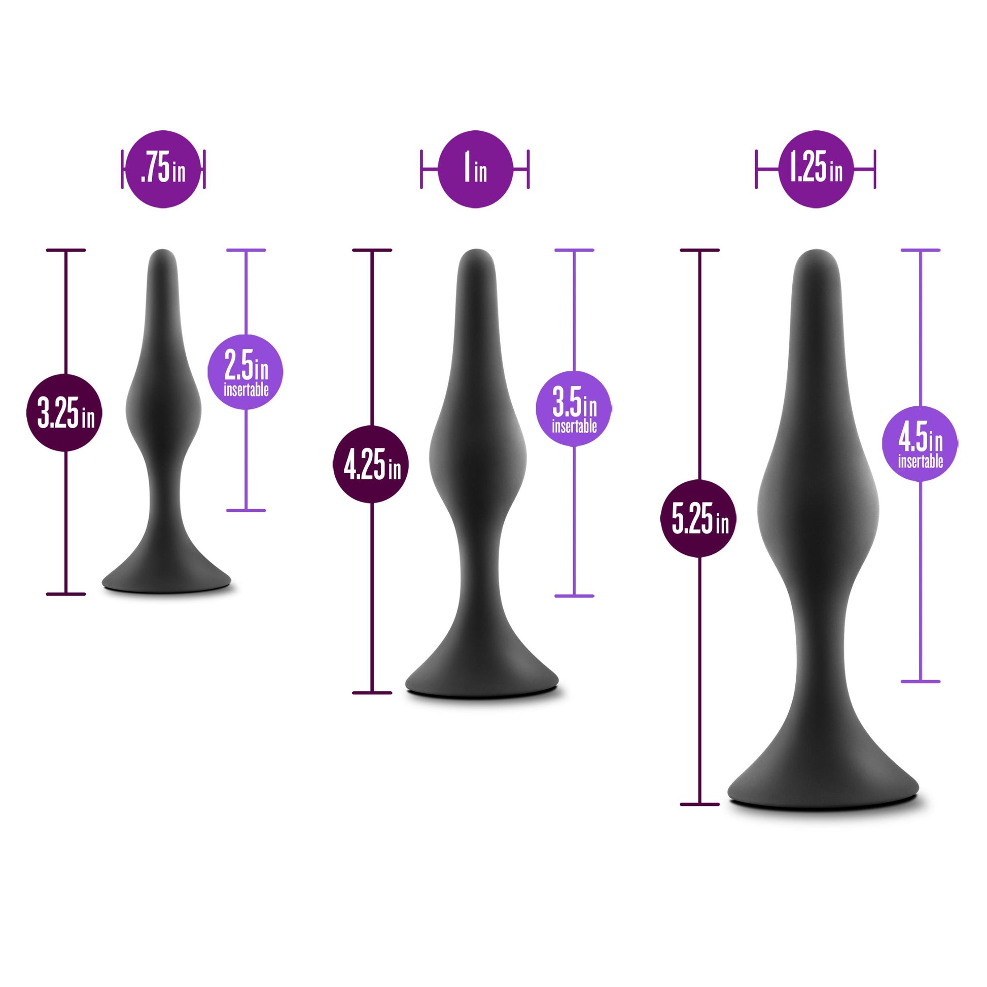 Anal Adventures Platinum - Silicone Beginner Plug Kit - Black | 819835027799 | Available at EroticWarehouse.com