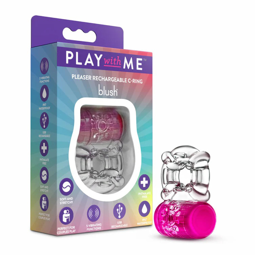 Play With Me Pleaser Rechargeable C-Ring Pink | 850002870572 | Available at EroticWarehouse.com