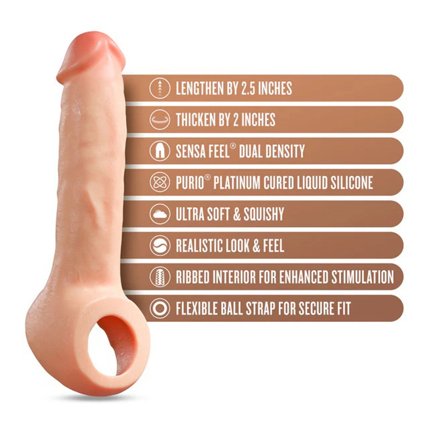 Performance Plus Thrive 2.5 Inch Silicone Penis Xtender - Beige | 810138370698 | Available at EroticWarehouse.com