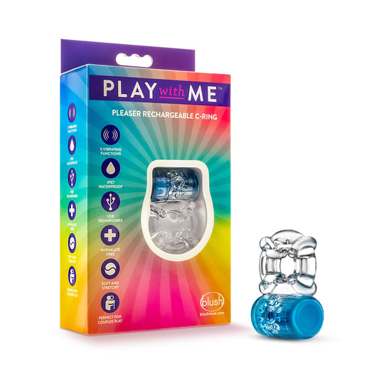 Play With Me - Pleaser Rechargeable C-Ring - Blue | 850002870282 | Available at EroticWarehouse.com