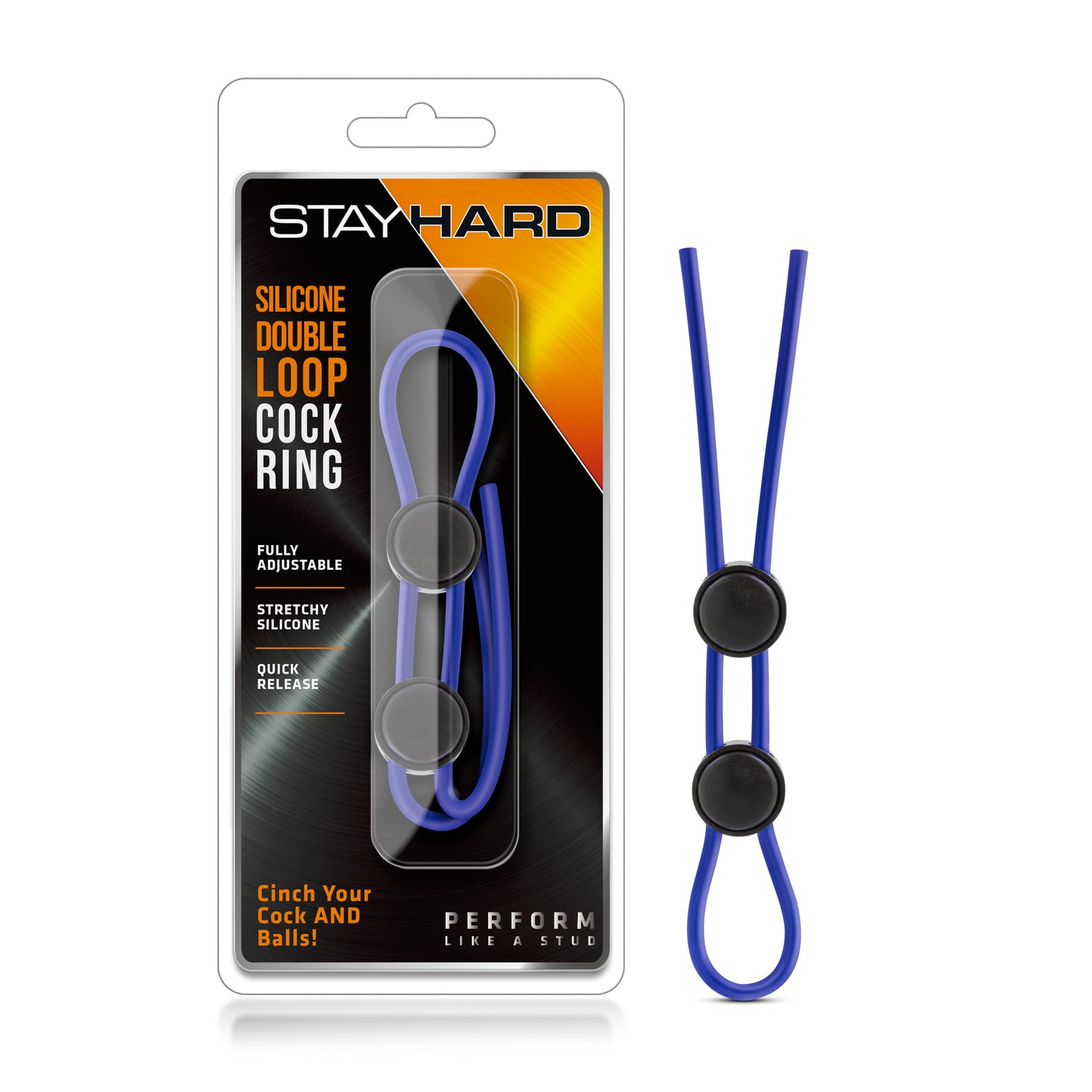 Stay Hard - Silicone Double Loop Cock Ring - Blue | 853858007512 | Available at EroticWarehouse.com