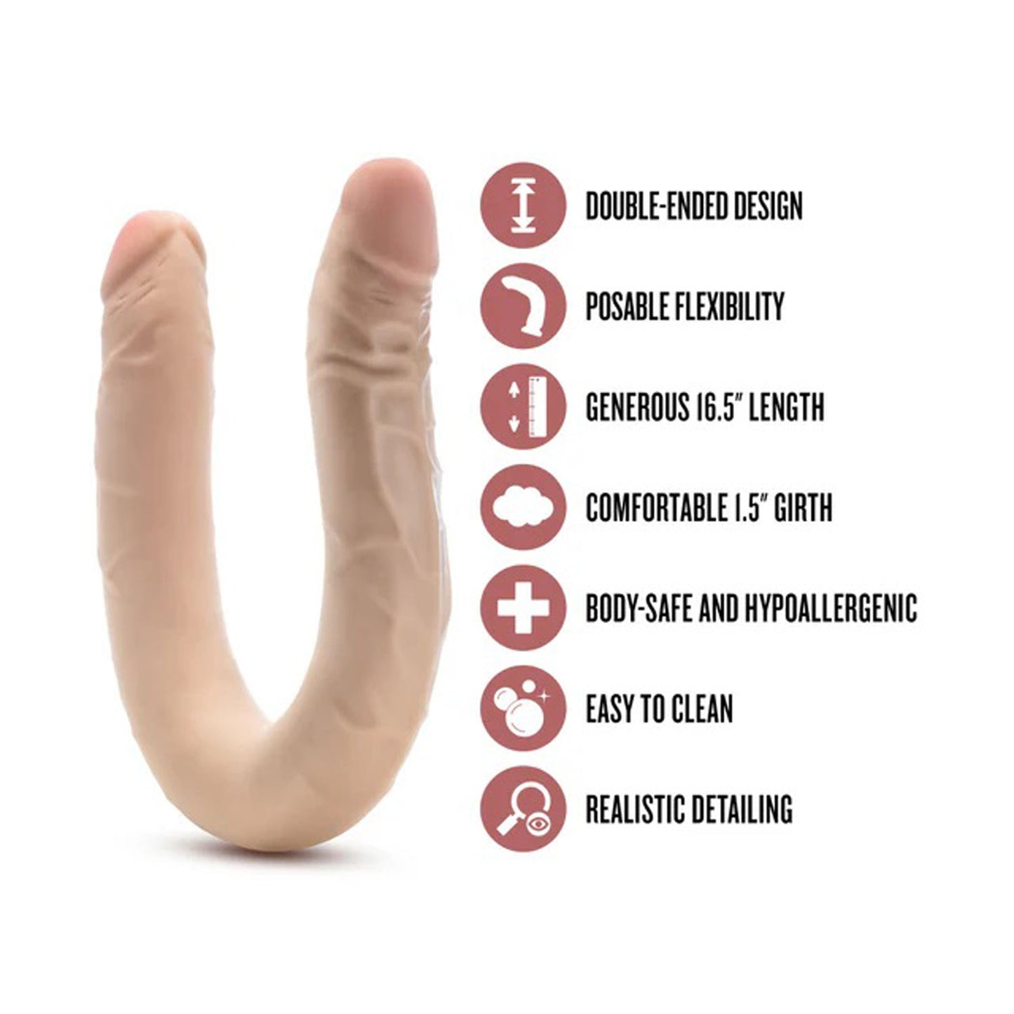 Dr. Skin Plus - 16.5” Posable Double Dong - Beige | 819835029953 | Available at EroticWarehouse.com