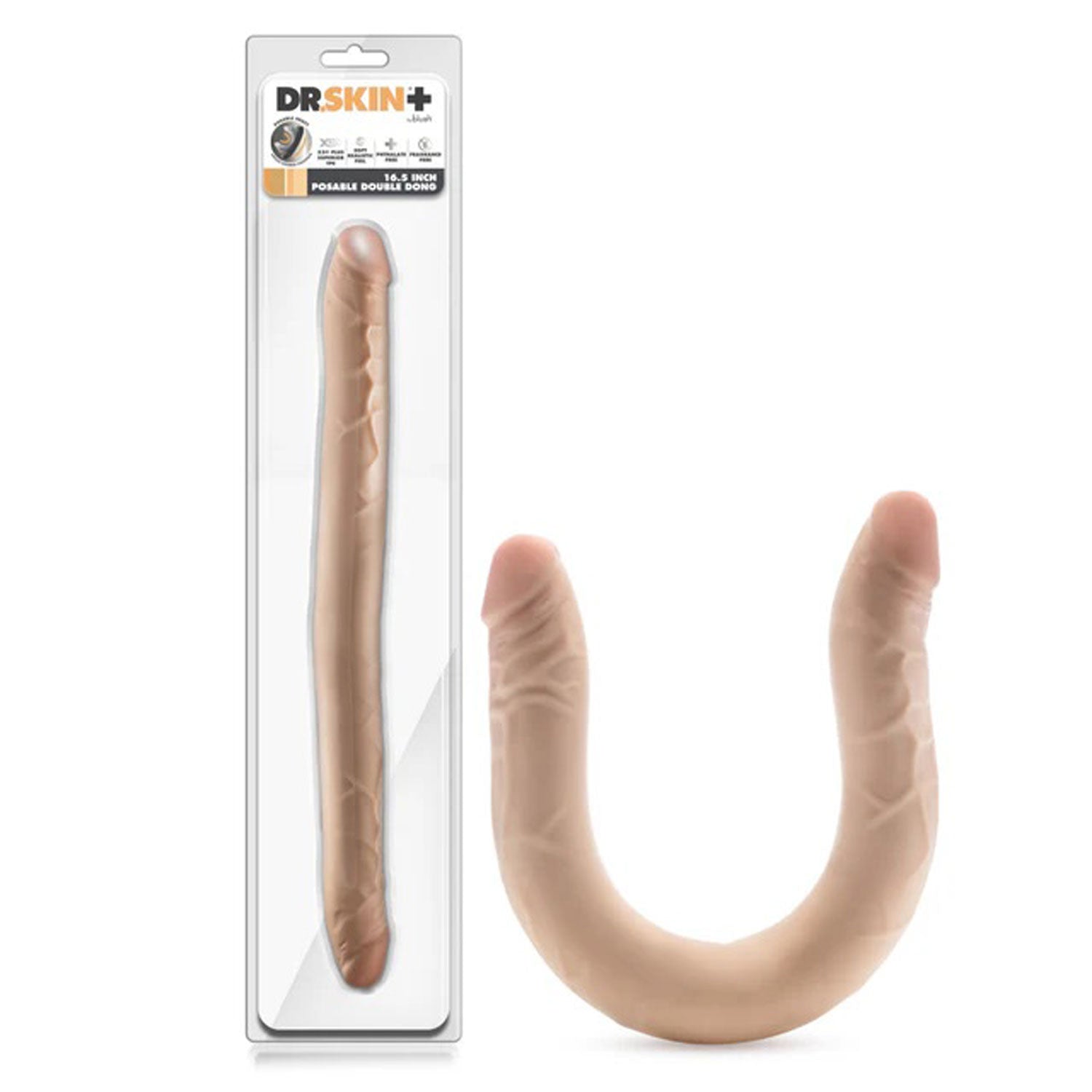Dr. Skin Plus - 16.5” Posable Double Dong - Beige | 819835029953 | Available at EroticWarehouse.com
