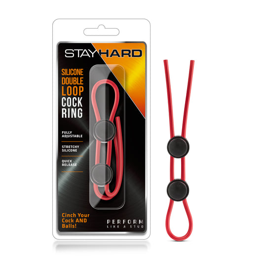 Stay Hard - Silicone Double Loop Cock Ring - Red | 853858007635 | Available at EroticWarehouse.com