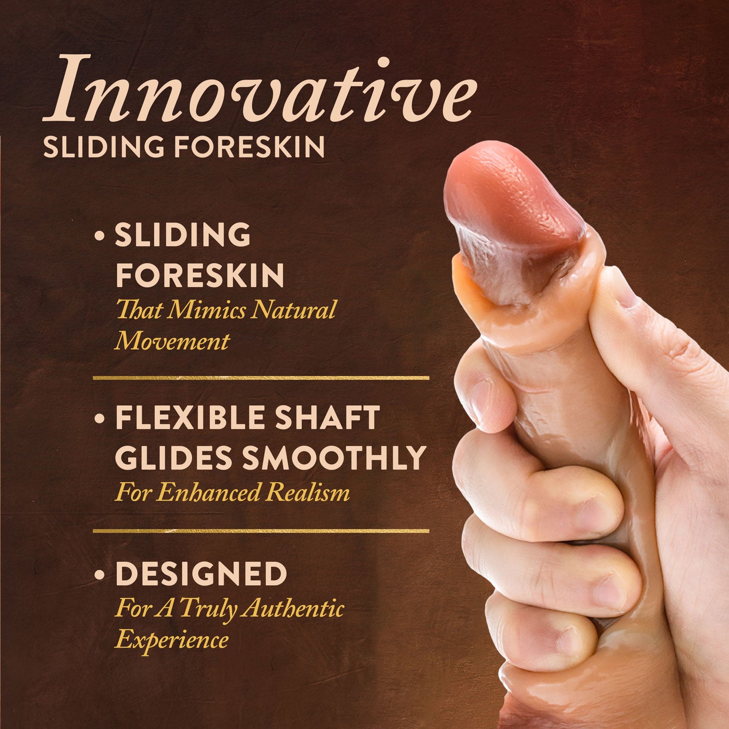 Renaissance - Davinci - 8 Inch Sliding Foreskin Dildo With Squeezable Balls - Tan | 810138370315 | Available at EroticWarehouse.com