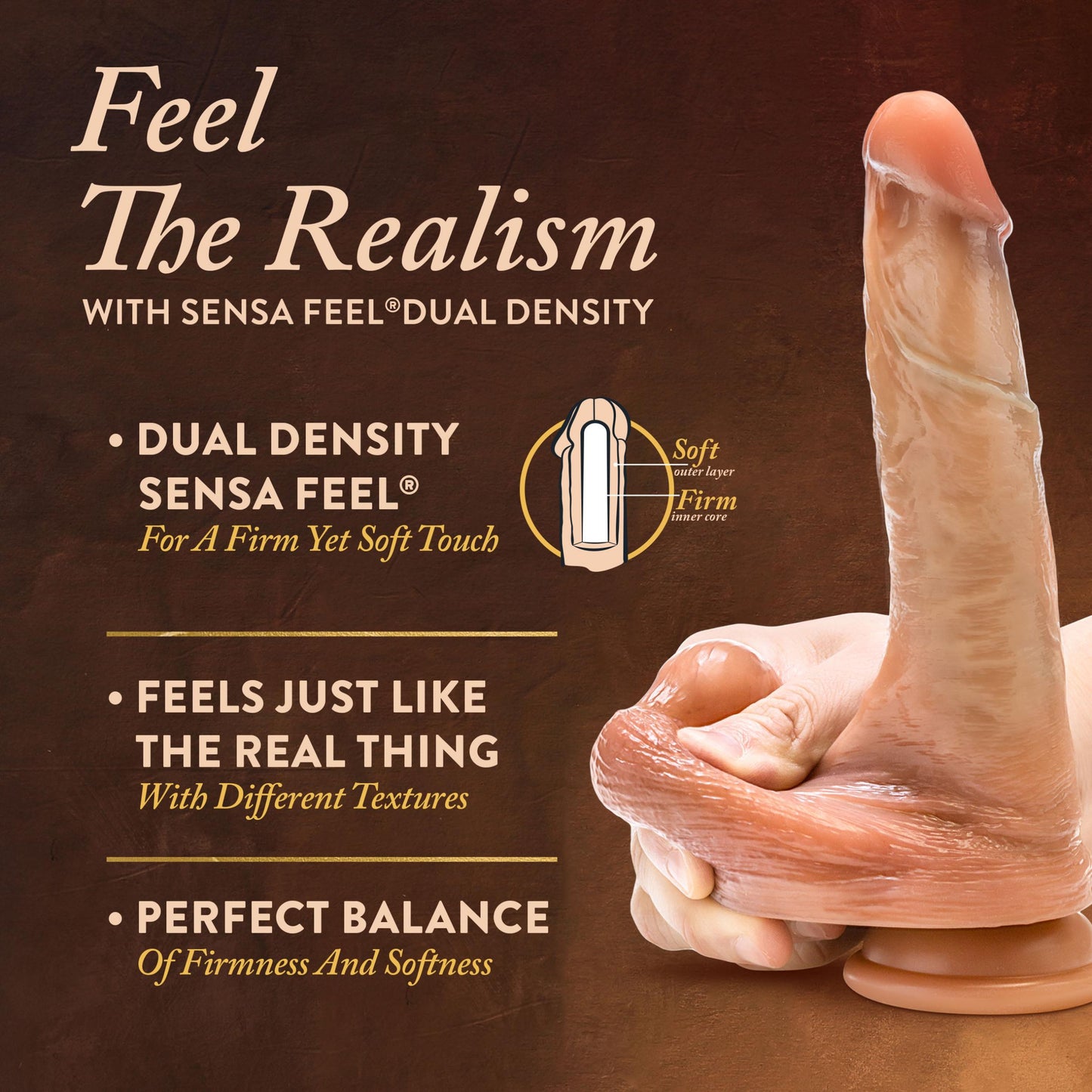 Renaissance - Davinci - 8 Inch Sliding Foreskin Dildo With Squeezable Balls - Tan | 810138370315 | Available at EroticWarehouse.com