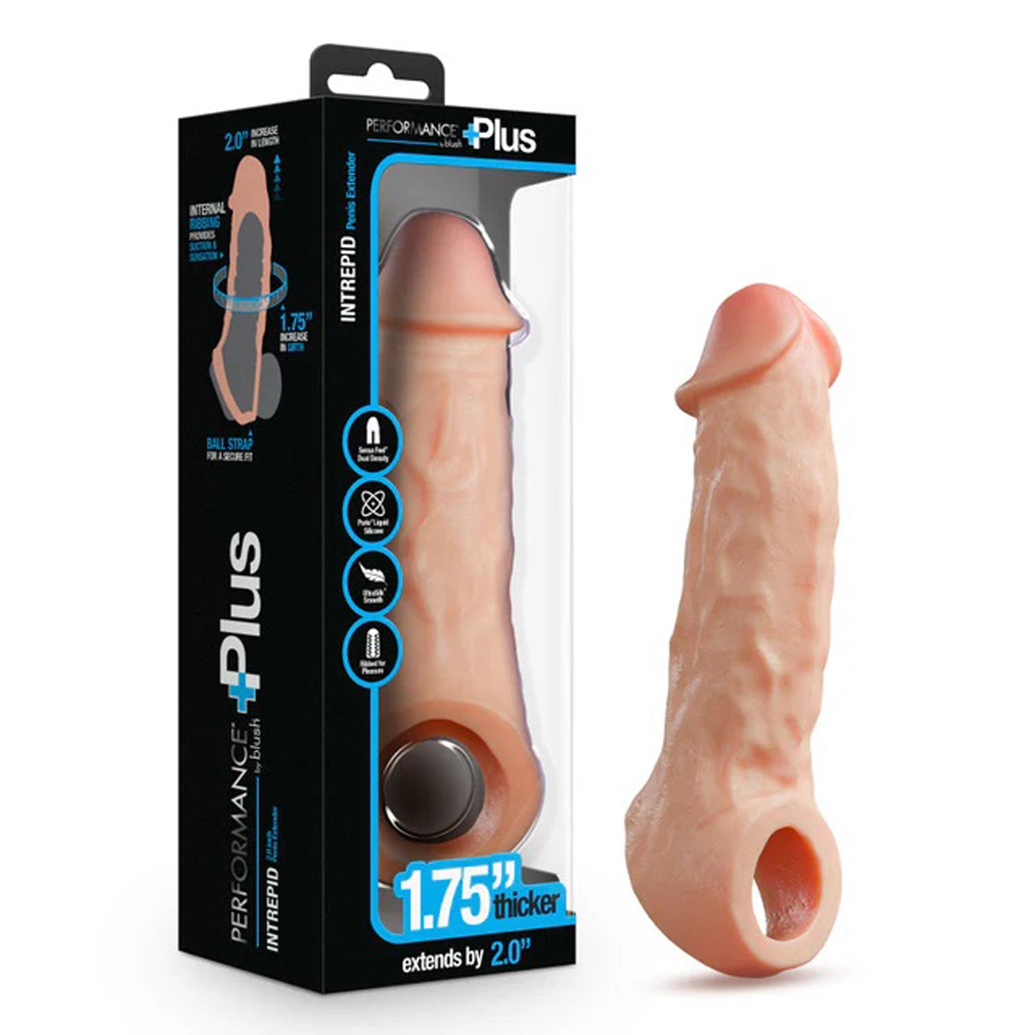 Performance Plus Intrepid 2 Inch Silicone Penis Xtender Beige | 810138370704 | Available at EroticWarehouse.com