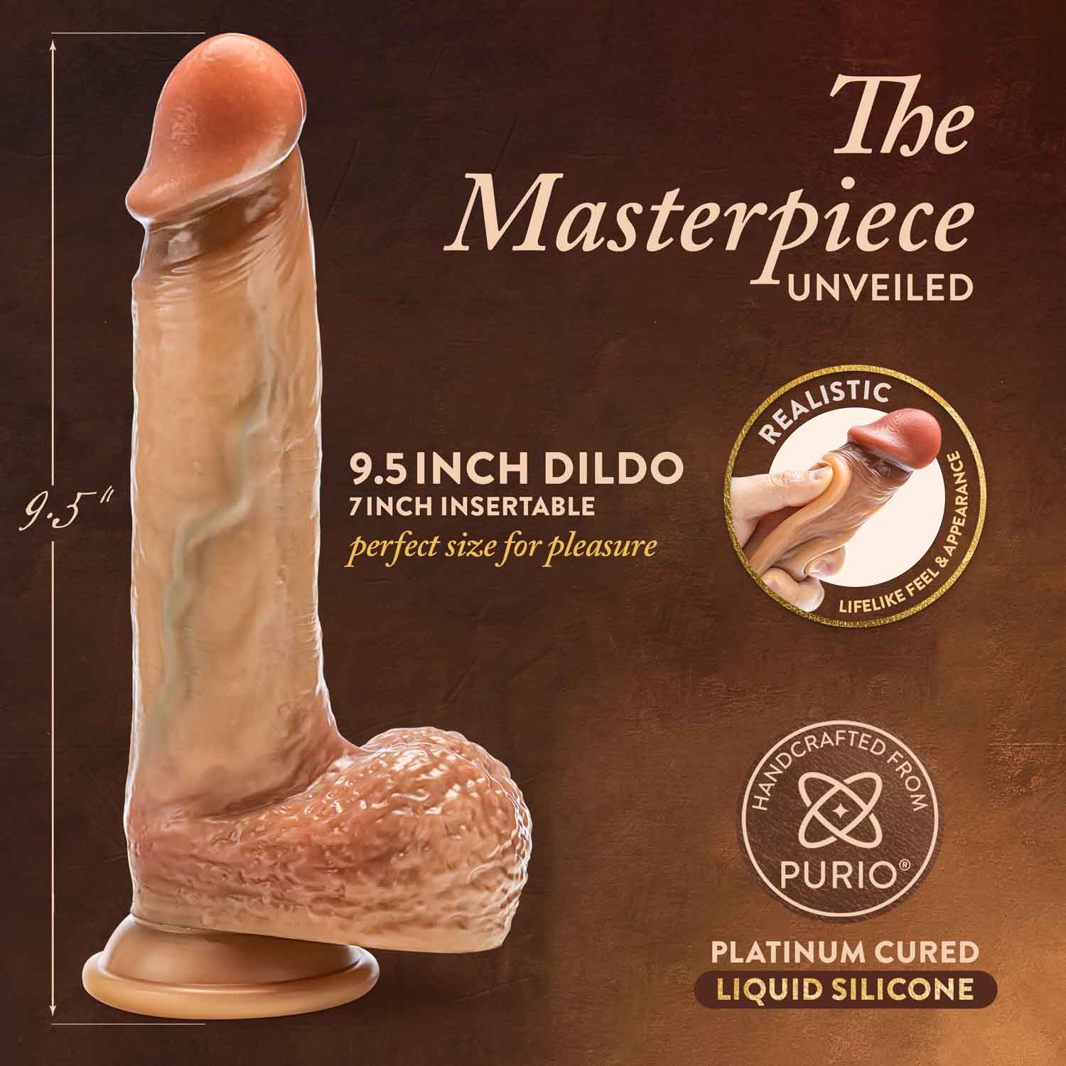 Renaissance - Raphael - 9.5 Inch Sliding Foreskin Dildo With Squeezable Balls - Tan | 810138370322 | Available at EroticWarehouse.com