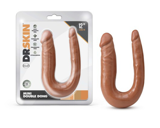 Dr. Skin Mini Double Dong - Mocha | 819835026952 | Available at EroticWarehouse.com