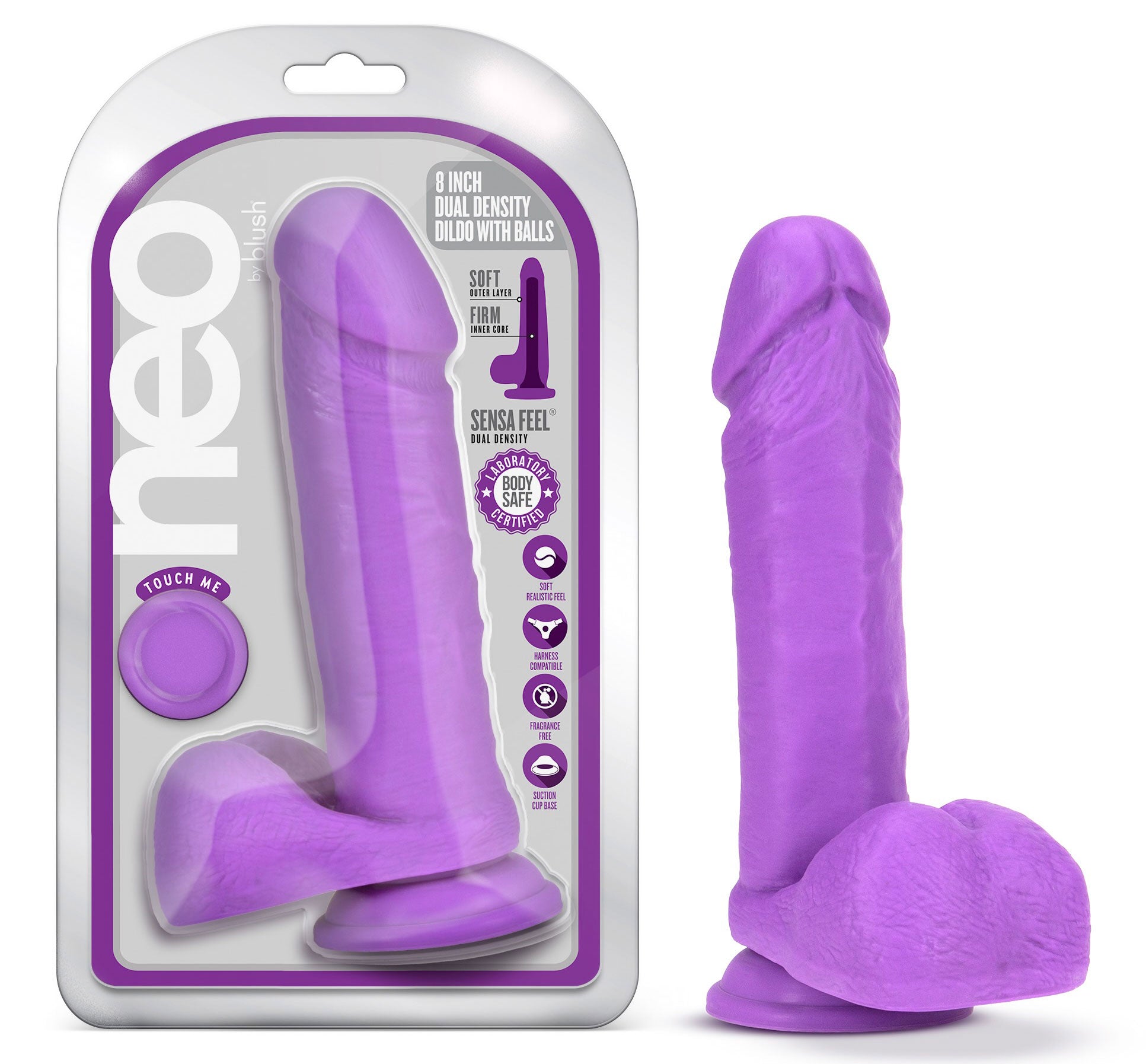 Neo - 8 Inch Dual Density Dildo - Neon Purple | 819835027041 | Available at EroticWarehouse.com