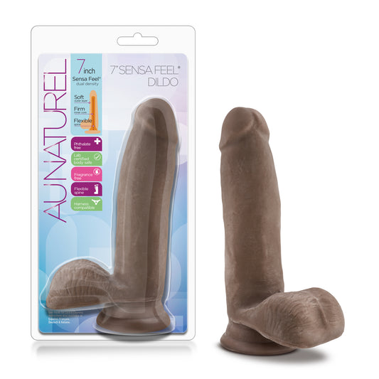 Au Naturel - 7 Inch Sensa Feel Dildo - Chocolate | 855215007661 | Available at EroticWarehouse.com