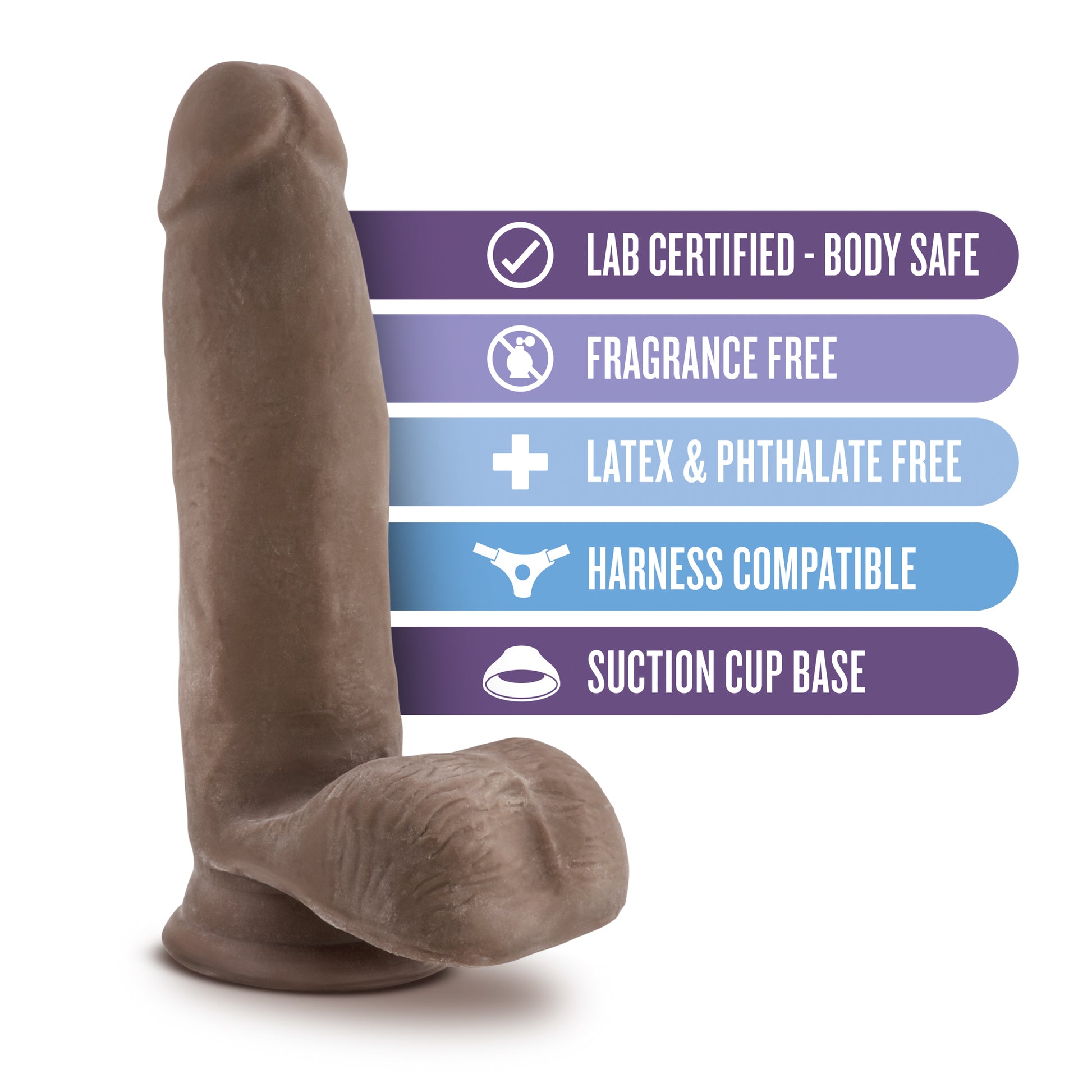 Au Naturel - 7 Inch Sensa Feel Dildo - Chocolate | 855215007661 | Available at EroticWarehouse.com