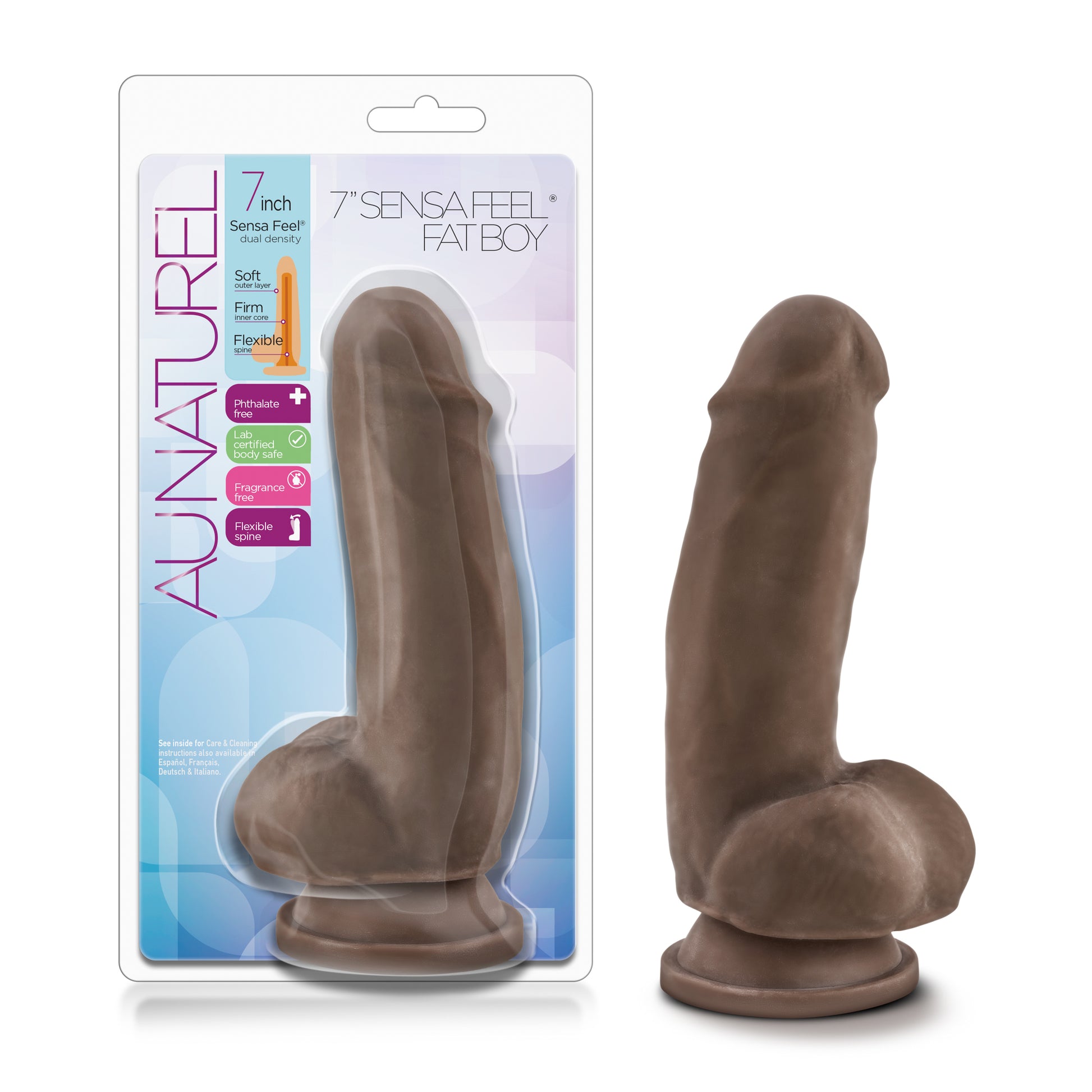 Au Naturel 7 Inch Sensa Feel Fat Boy - Chocolate | 855215007647 | Available at EroticWarehouse.com
