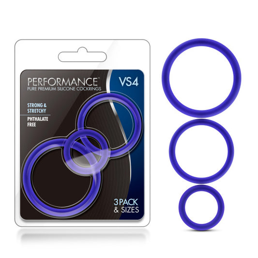 Performance - Vs4 Pure Premium Silicone Cockring Set - Indigo | 853858007574 | Available at EroticWarehouse.com