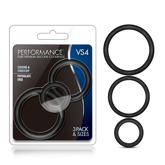 Performance - Vs4 Pure Premium Silicone Cockring Set - Black | 850002870220 | Available at EroticWarehouse.com