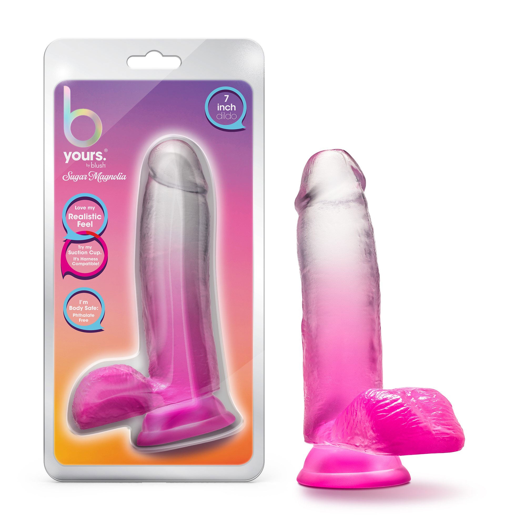 B Yours - Sugar Magnolia - 7 Inch Dildo - Fuchsia | 819835028628 | Available at EroticWarehouse.com