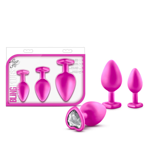 Luxe - Bling Plugs Training Kit - Pink with White Gems | 819835020721 | Available at EroticWarehouse.com