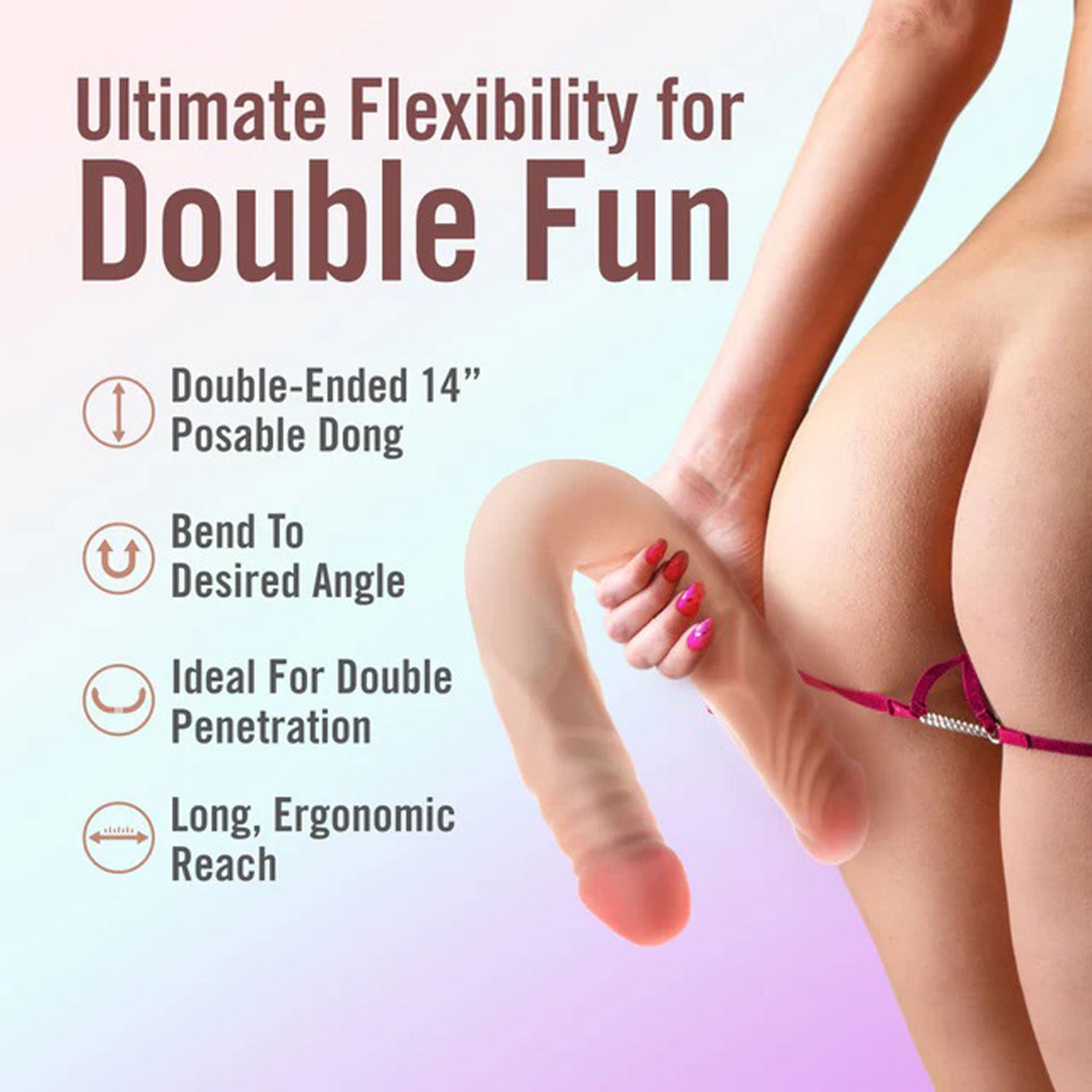 Dr. Skin Plus - 14” Posable Double Dong - Beige | 819835029946 | Available at EroticWarehouse.com